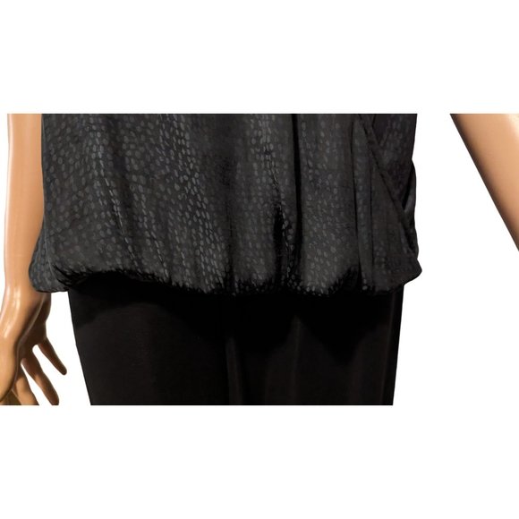 NEW Maurice’s Women SZ S Edgy Bubble Hem Black Gray Dots Wrap Tank Top - Picture 3 of 12